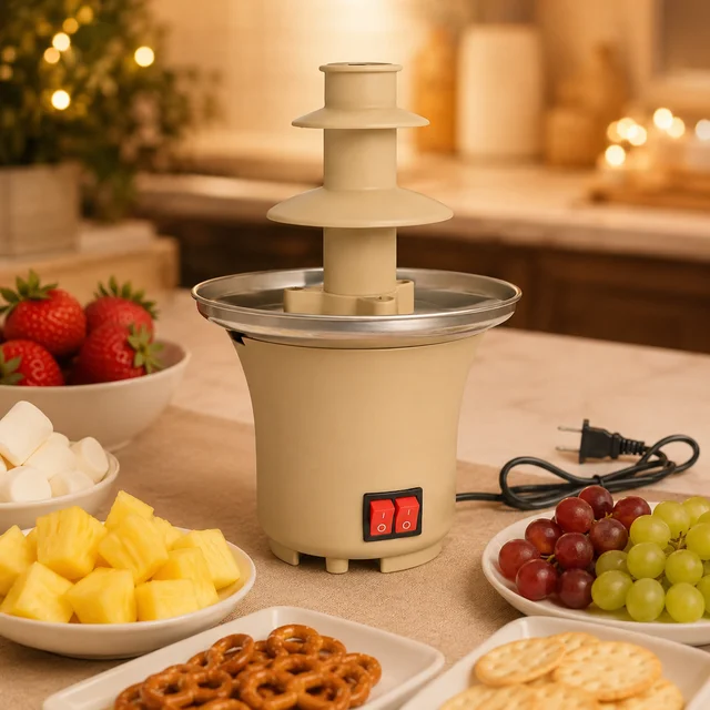 Mini Home Chocolate Fountain, Electric Chocolate Fondue Fountain with Tray Machine for Parties, Stainless Steel, Melts Cheese, Queso, Candy, - Ideal for Festive Parties, Family Friends Events Gathering & Romantic Weddings, Cooking Enthusiasts Gifts 6