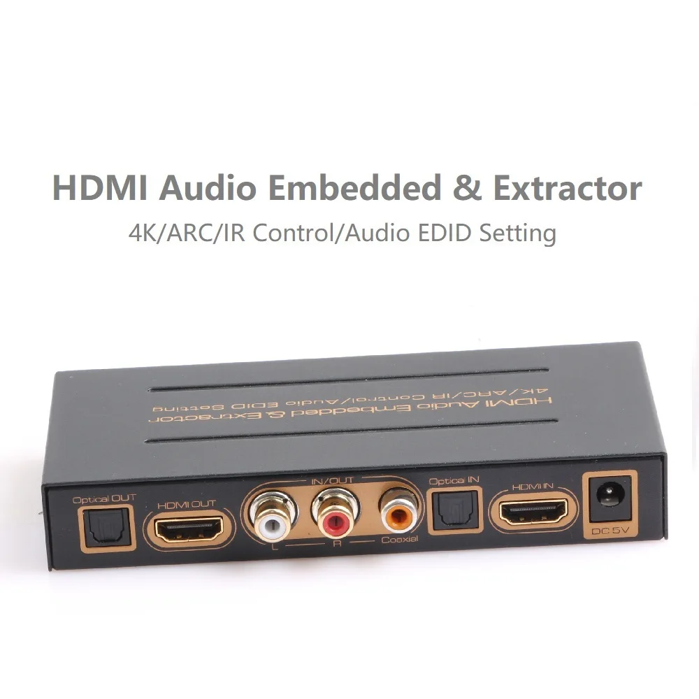 Extrator de áudio analógico compatível com HDMI, conversor incorporado conjunto EDID, controle 4K ARC IR, SPDIF coaxial, Digital5.1