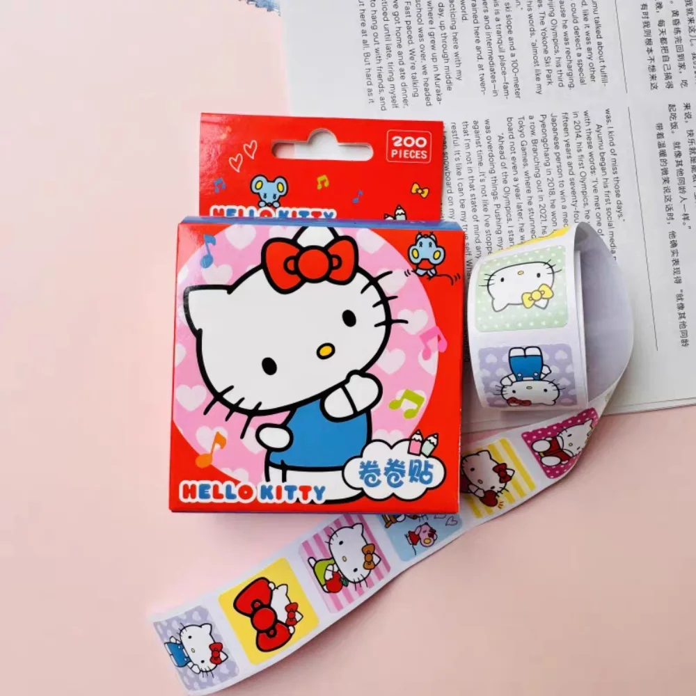 本物のサンリオハローキティテープステッカーロール漫画メロディークロミポチャッコ報酬ステッカースクラップブック装飾デカール女の子ギフト