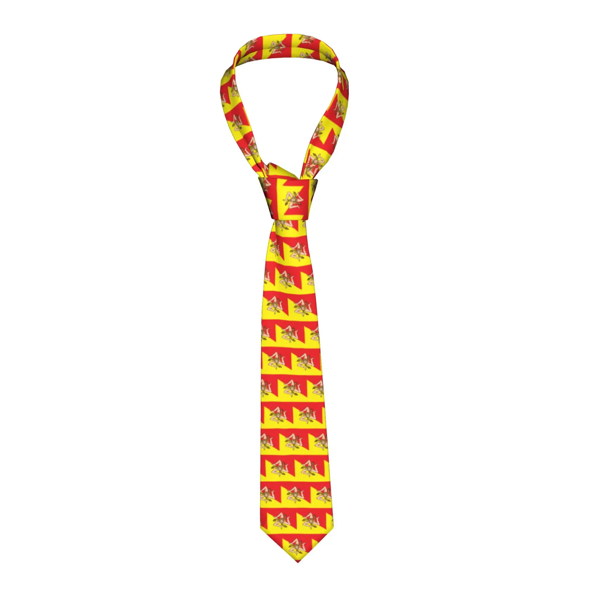 

Формальный итальянский галстук с флагом острова Сицилия для мужчин, персонализированный шелковый галстук с сицилийским флагом для вечеринок