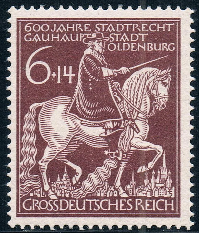 1Pcs/Set New Germany Post Stamp 1944 Oldenburg City Act 600 Engraving Stamps MNH