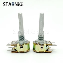 2PCS 16 Type B10K Single-link 5-Pin Audio Speaker Volume Potentiometer With Switch 10-point step-by-step 30mm Handle