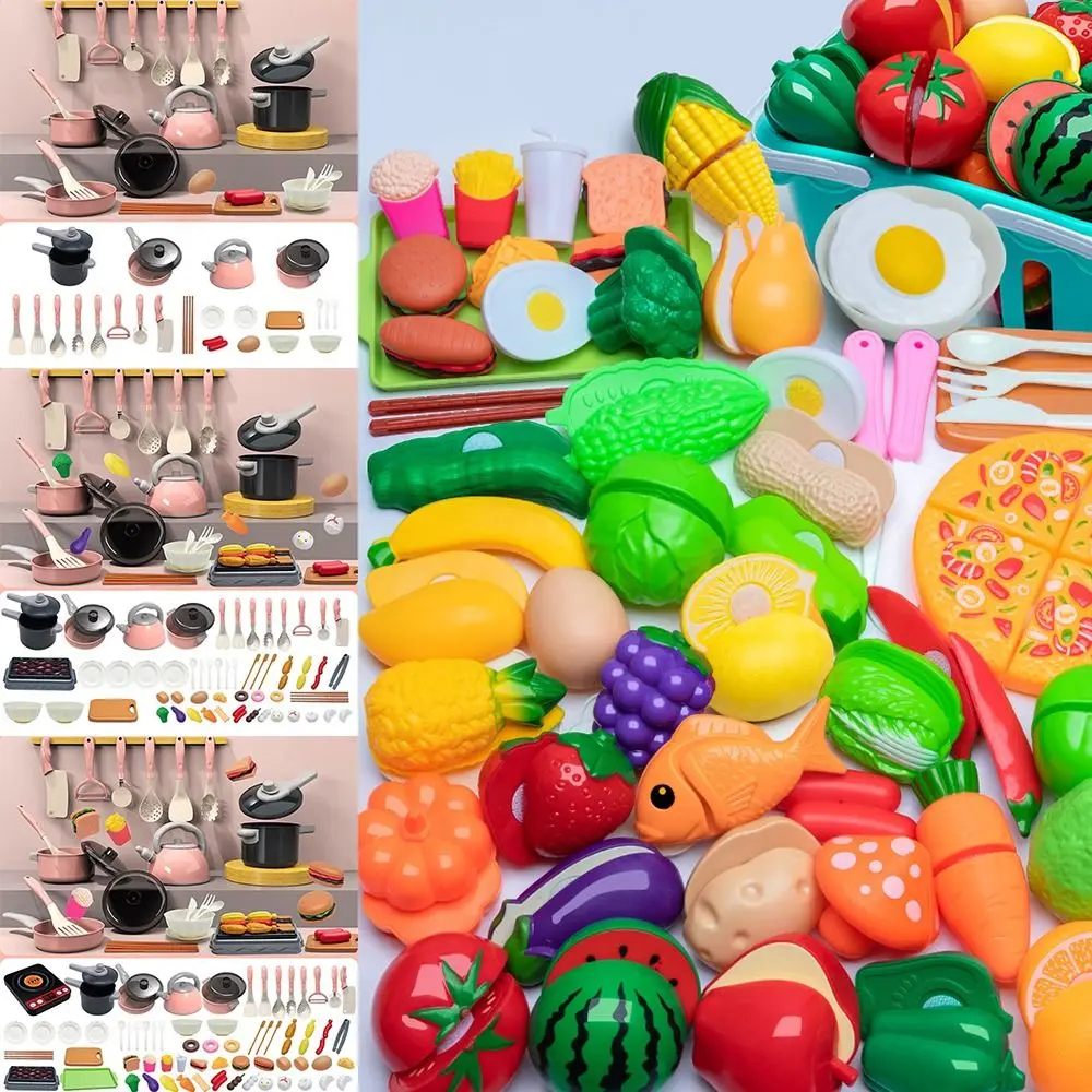 

28/61/71PCS Pink Simulation Kitchen Utensils Kit Playing House Scene Model Imitated Cookware Parent-Unisex Game Plastic
