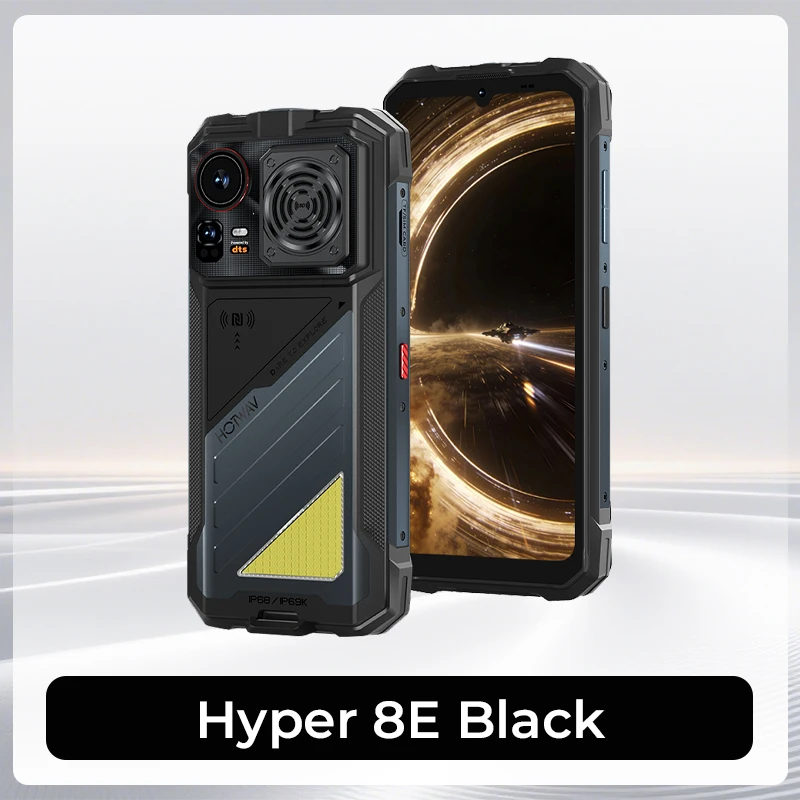 HOTWAV Hyper 8E 125dB Luide Speaker Robuuste Smartphone Super Campinglamp & Spotlight Combo 15100mAh Mega Batterij 33W Snel Opladen Mobiele Telefoon 6.75'' HD+ 120Hz Scherm 48MP Hoofdcamera 6GB RAM