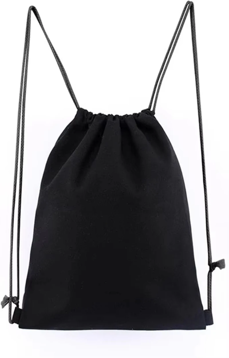 Canvas Bag Shoulders Drawstring Bundle Pockets Shopping Student Backpack Bag Cotton Pouch for Gym Traveling Storage Bag