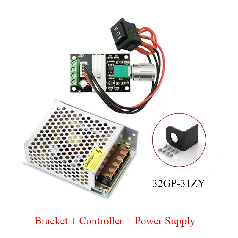 

DC 12V/24V Reduction Gear Motor Accessory Bracket + Controller + Power supply, 5840/370/520 Gear Motor