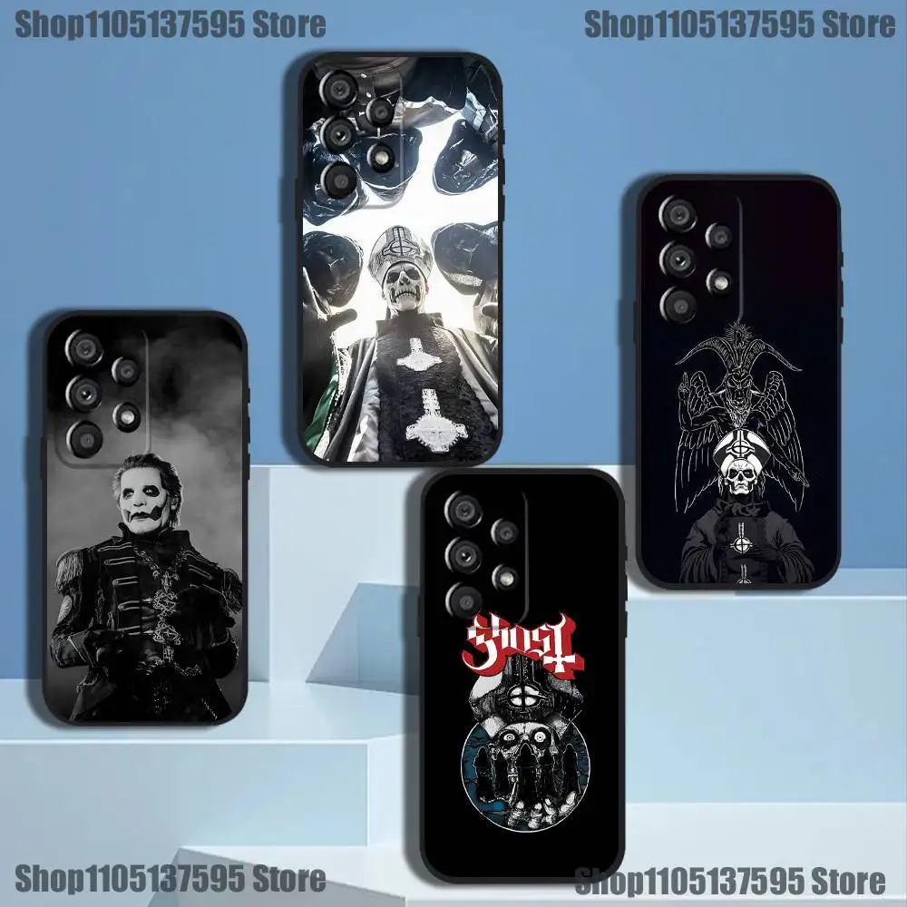 삼성 갤럭시 A73,31,32,72,41,53,52,71,22,5G,노트,J7,8,9 소프트 블랙 커버용 G-Ghost 헤비 M-메탈 밴드 폰 케이스