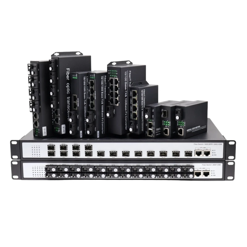1FX, 2FX, 4FX, 8FX, 16FX, 24FX Transceivers and Fiber Optic Switches Single Fiber Single Mode Fiber Optic Media Converter
