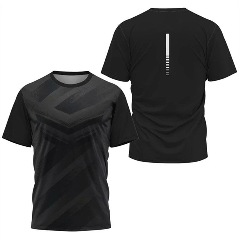 Men Gym Sportswear Fashion T-Shirts Summer Outdoor Run Fitness Breathable Short Sleeve Letter Badminton Training O-Neck Gym Tops