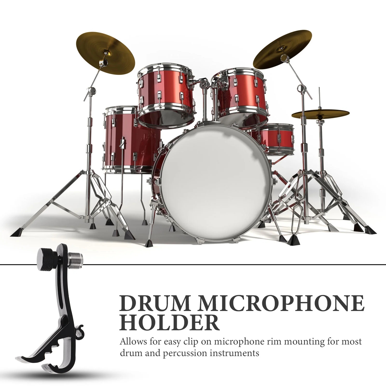 4 Pcs Snare Drum Mic Microphone Holder for Set Shockproof Clip Lightweight Clamp Drums Plastic Rim-mounted