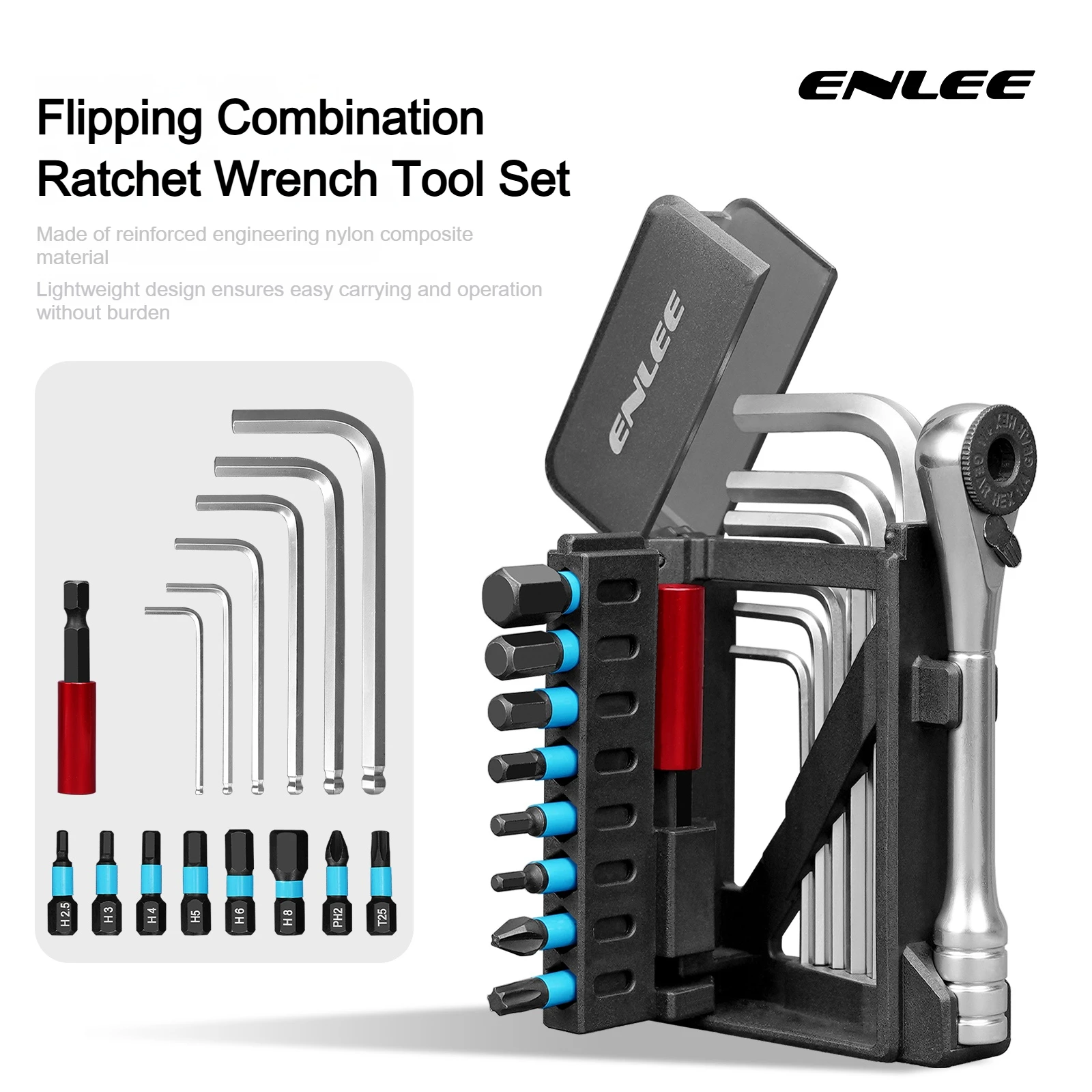 

ENLEE ratchet wrench tool set bicycle repair kit hexagonal wrench multifunctional tool suitable for road bicycle repair tools