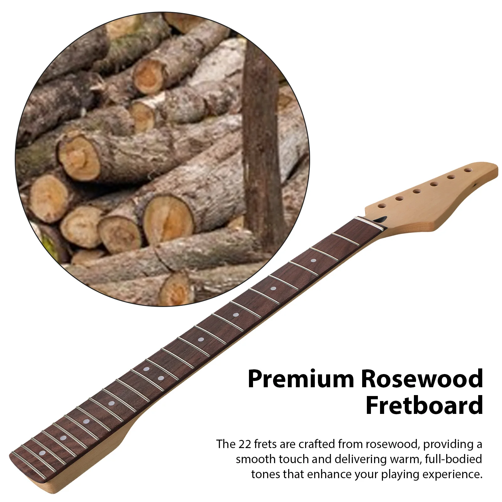 

Гриф для электрогитары Maple, 22 лада, палисандровая накладка, костяной нут, для замены ST, с точечными инкрустациями по бокам струнодержателя