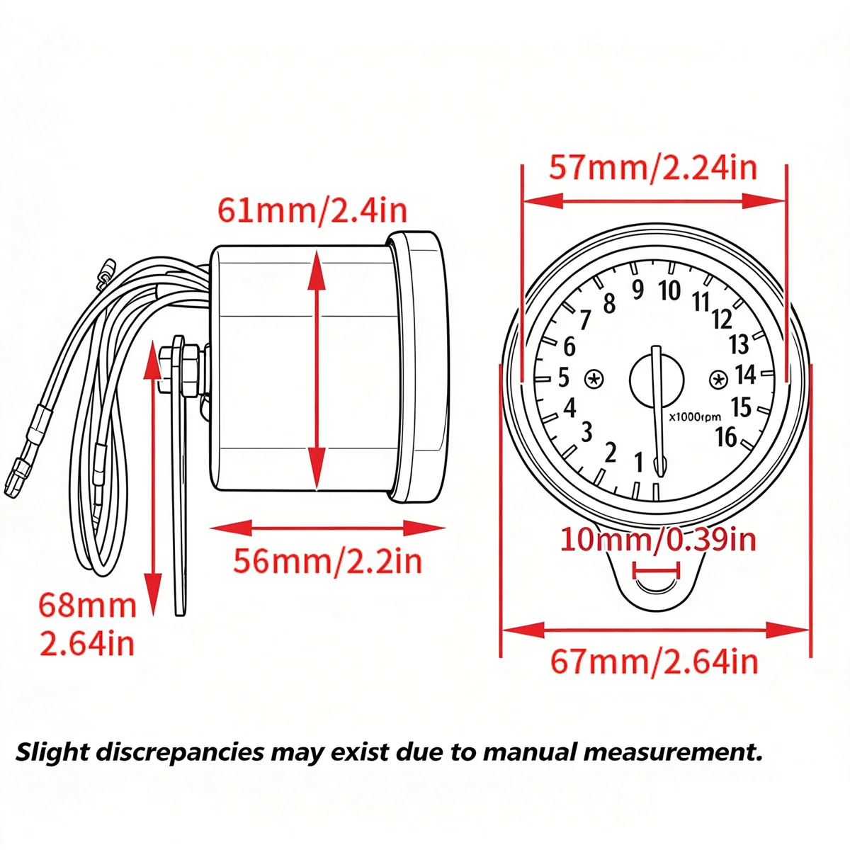 12V 16000 RPM Speedometer Waterproof Motorbike 2 4 Stroke Motorcycle Mechanical Tachometer Gauge For 1 2 3 Cylinders Universal