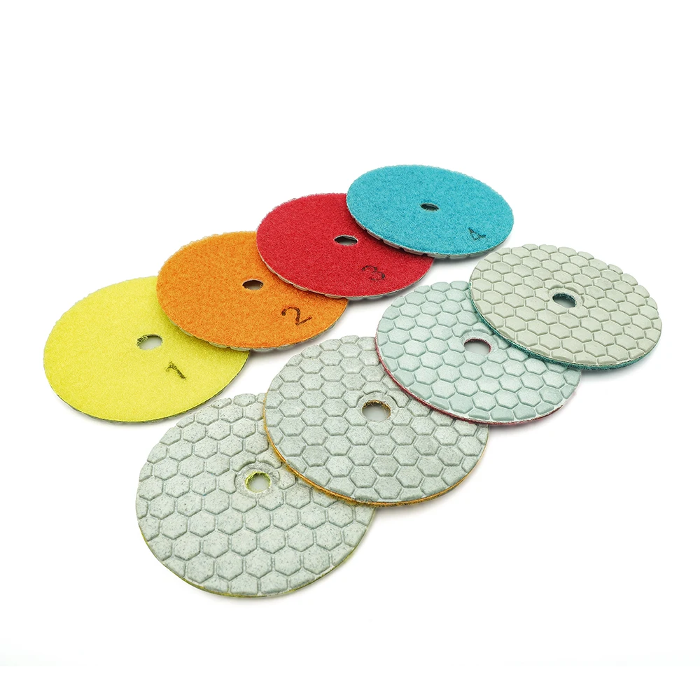 

4Pcs 100mm 4 Steps Diamond Dry Polishing Pads Set White Bond Sanding Disc For Concrete Marble Stone Granite Quartz Wet Polisher