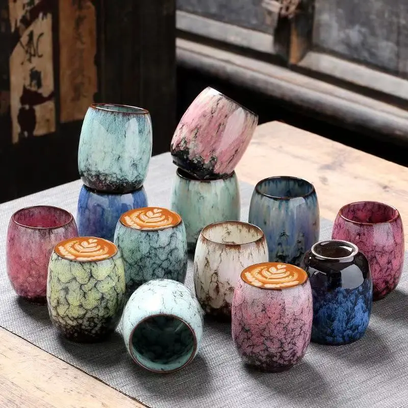 175ML Kiln Transforms Master's Cup Ceramic Coffee Mug Simplicity Household Kung Fu Teacup Creative Tasting Cup with Gift Box