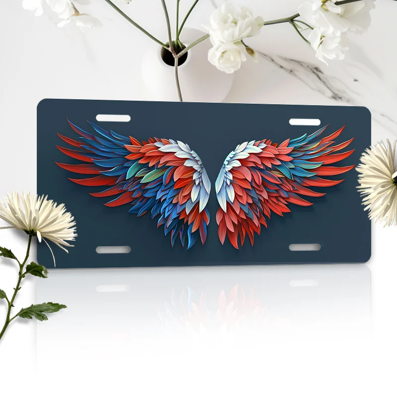 Stunning Wing Art Aluminum License Plate 6X12 Inches - Weatherproof and Rust-proof, The Perfect Gift for Car Lovers