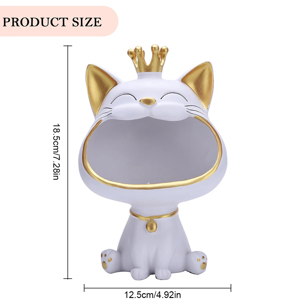Fortune Cat Porch Key Storage Lucky Cat Statue Living Room Decoration Small Items Container Cute Desktop Storage Accessories