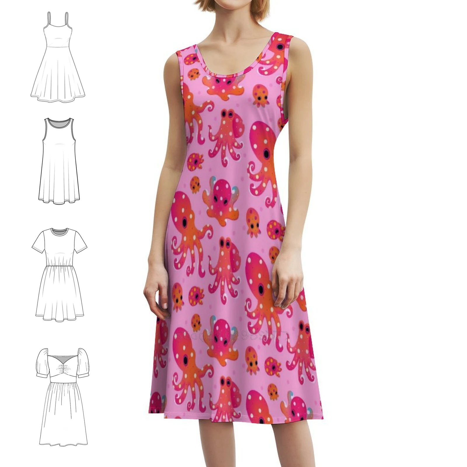 

Осьминог в горошек, розовое женское уличное платье в стиле хип-хоп с графическим принтом, вечерние и клубная одежда, осьминог, морское животное, милая пастель