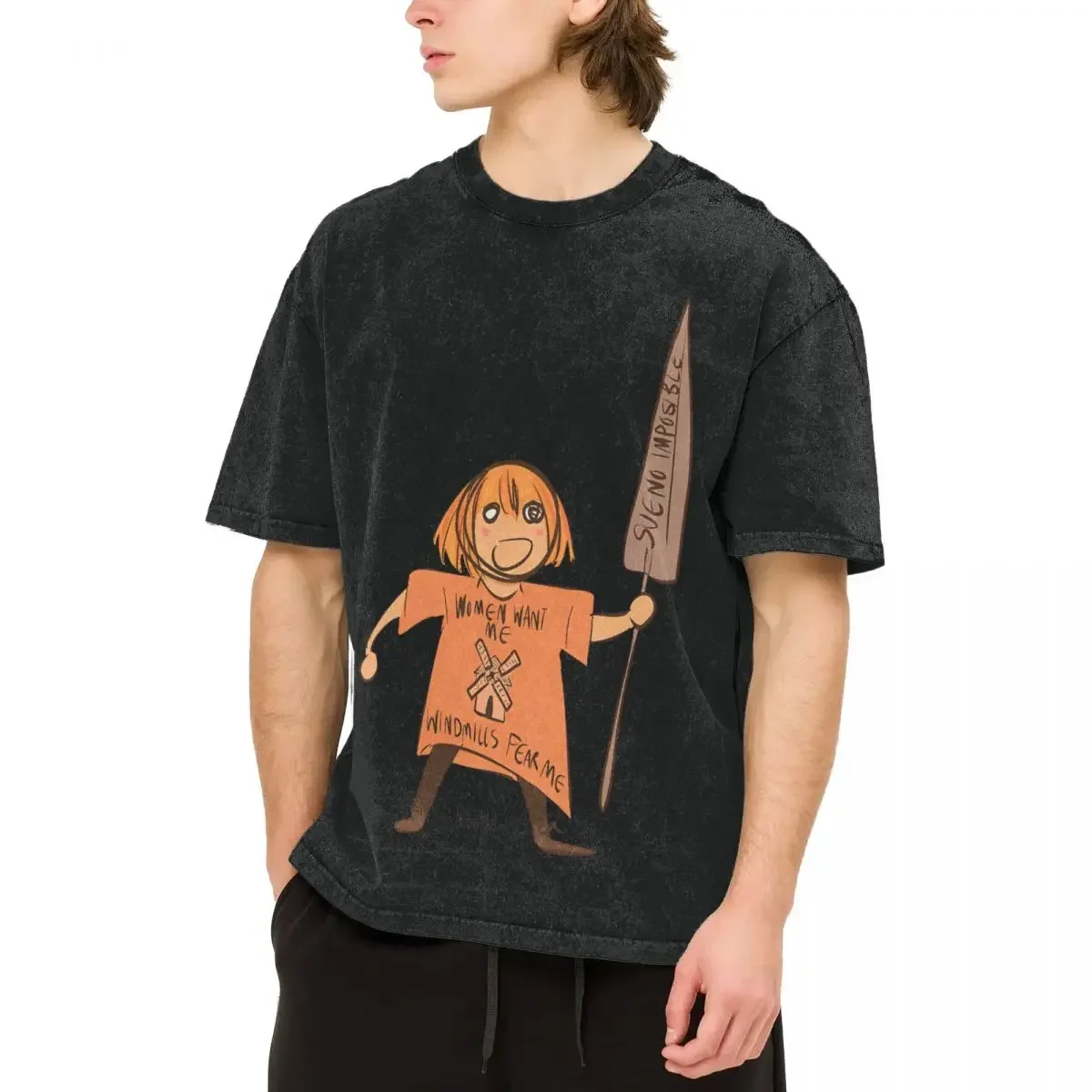 مضحك دون كيشوت من شركة Limbus تي شيرت رجالي مطبوع بلايز فضفاضة ونحيفة تناسب القمصان النسائية