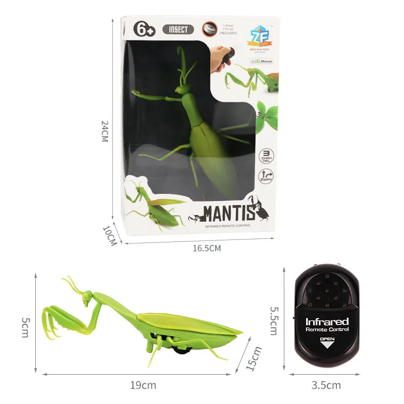 Simulación novedosa, Mantis con Control remoto por infrarrojos, polilla, luciérnaga, broma, insectos eléctricos aterradores, insectos de juguete, animales para niños, regalos