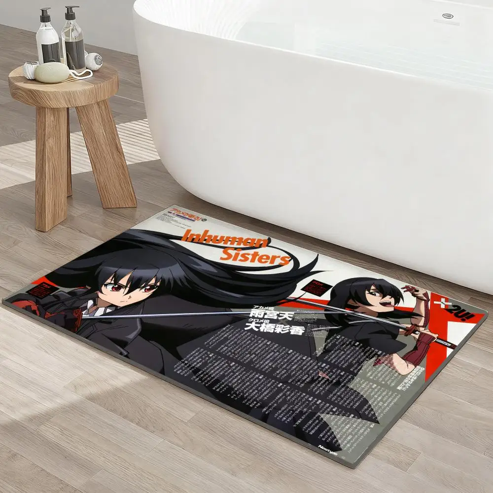 مثير A-Akame Ga قتل الألغام الكلمة حصيرة المشطورة حمام حصيرة ماصة سريعة الجافة عدم الانزلاق TPR دعم لينة أفخم استنزاف السجاد #3