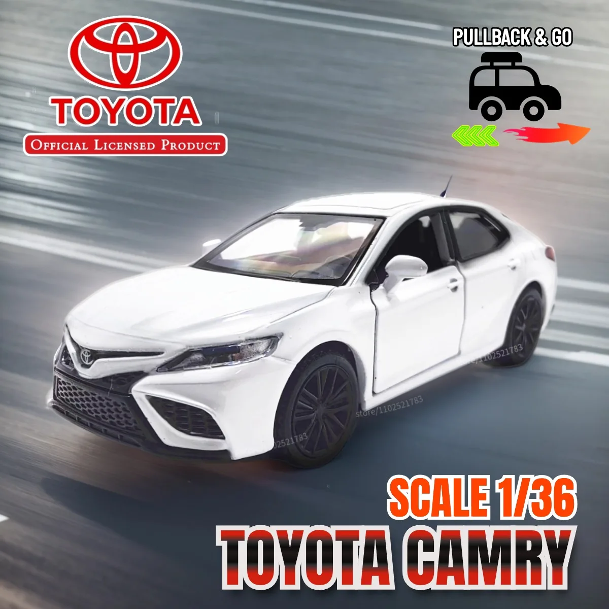 

1/36 Toyota Camry Pullback Toy Car Model Official Licensed Alloy Diecast Vehicle Scale Replica Xmas Gift Kid Boy Toy