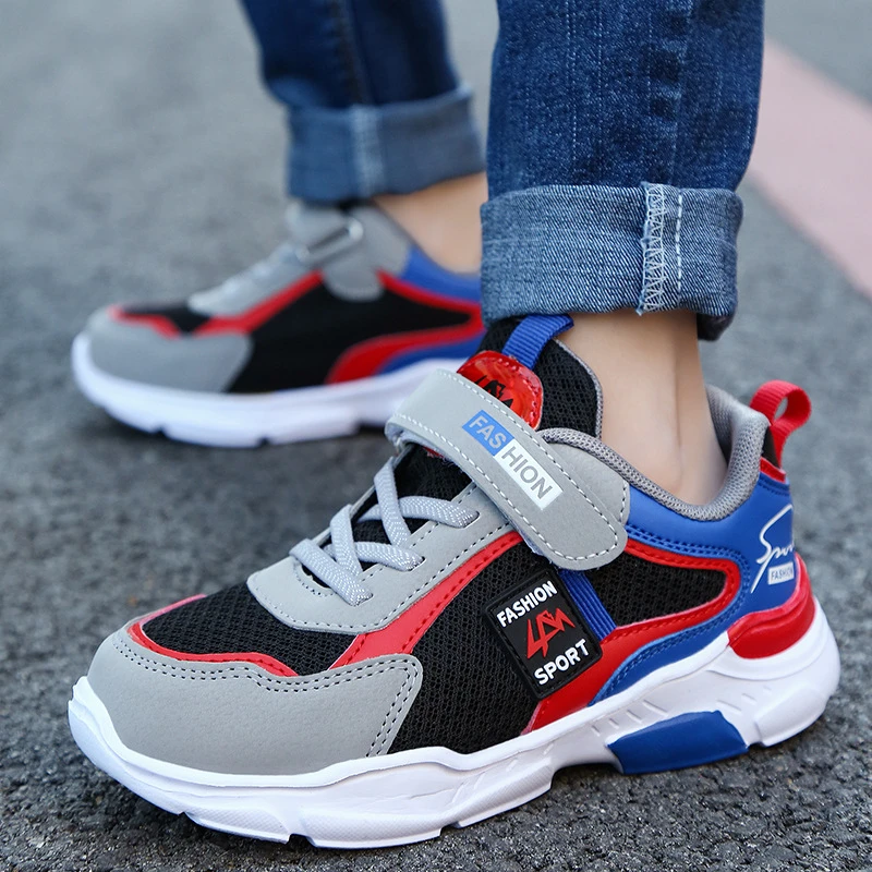 

Kids Boys Fashion Sport Sneakers Breathable Mesh Hook And Loop Casual Running Shoes Lightweight Non Slip Outdoor Footwear New