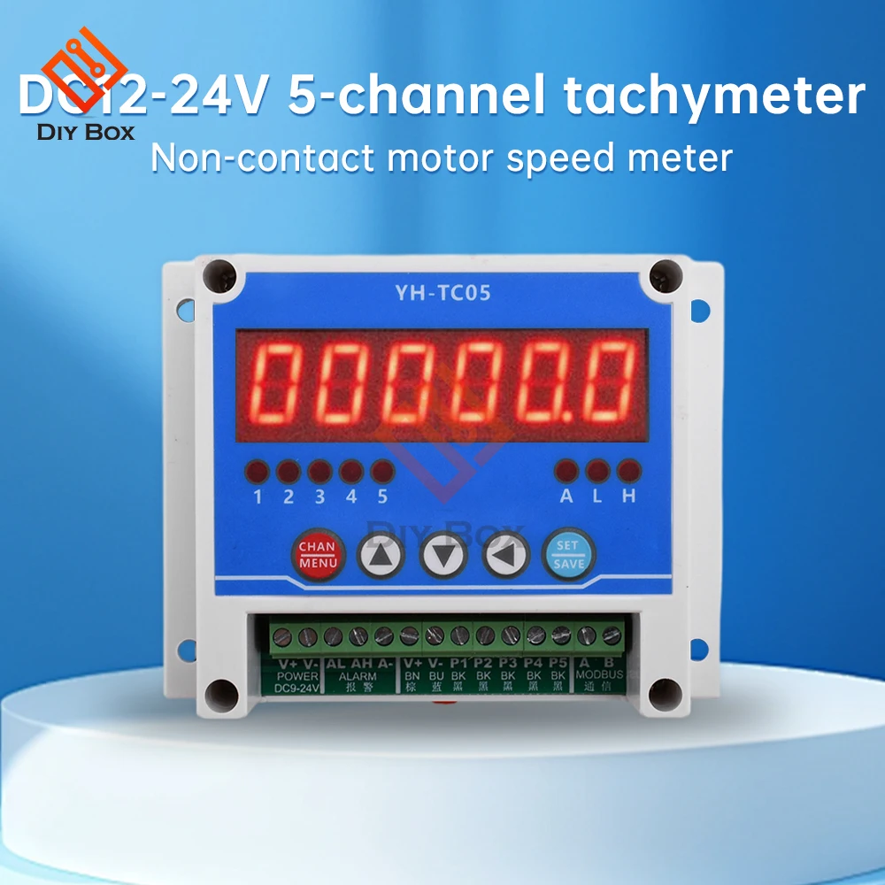 

DC12-24V 5-канальный 3,5-дюймовый тахометр, Бесконтактный двигатель, оборот в минуту, тахометр, Датчик Холла, стоп-метр с функцией RS485 Modbus