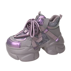 8CM Autumn Women's Sneakers New Breathable High Platform Shoes Woman Ladies Vulcanize Casual Chunky Sneakers Zapatillas Mujer