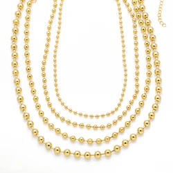 FLOLA 4MM/6MM Round Beads Chain Necklaces for Women Copper Gold Plated Chokers Necklaces Statement Jewelry Gifts nken91