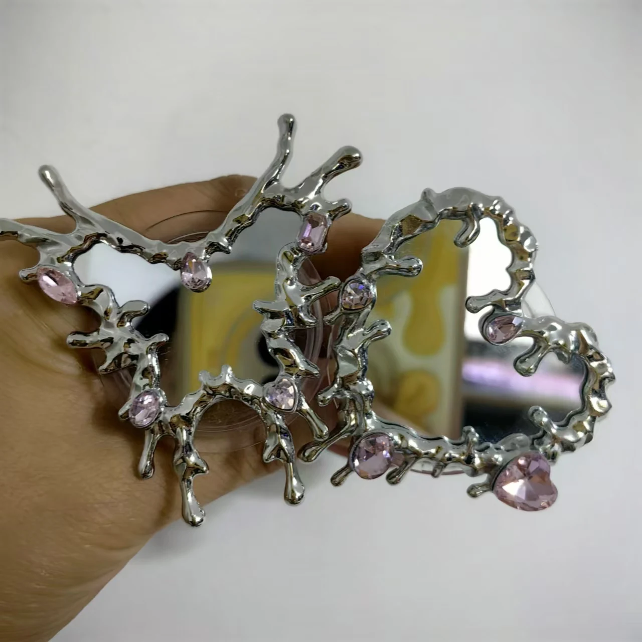 

Y2K розовая бабочка со стразами и сердечком, зеркало, магнитный кронштейн Griptok для держателя телефона Magsafe, универсальная складная подставка, розетка