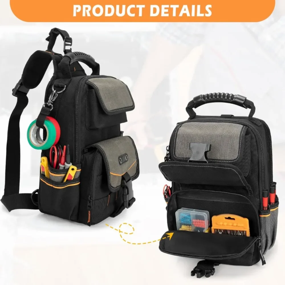 Electrician Tool Pouch Bag,Tool Organizer with Ergonomic Handle and Shoulder Strap for Maintenance Repair Technicians