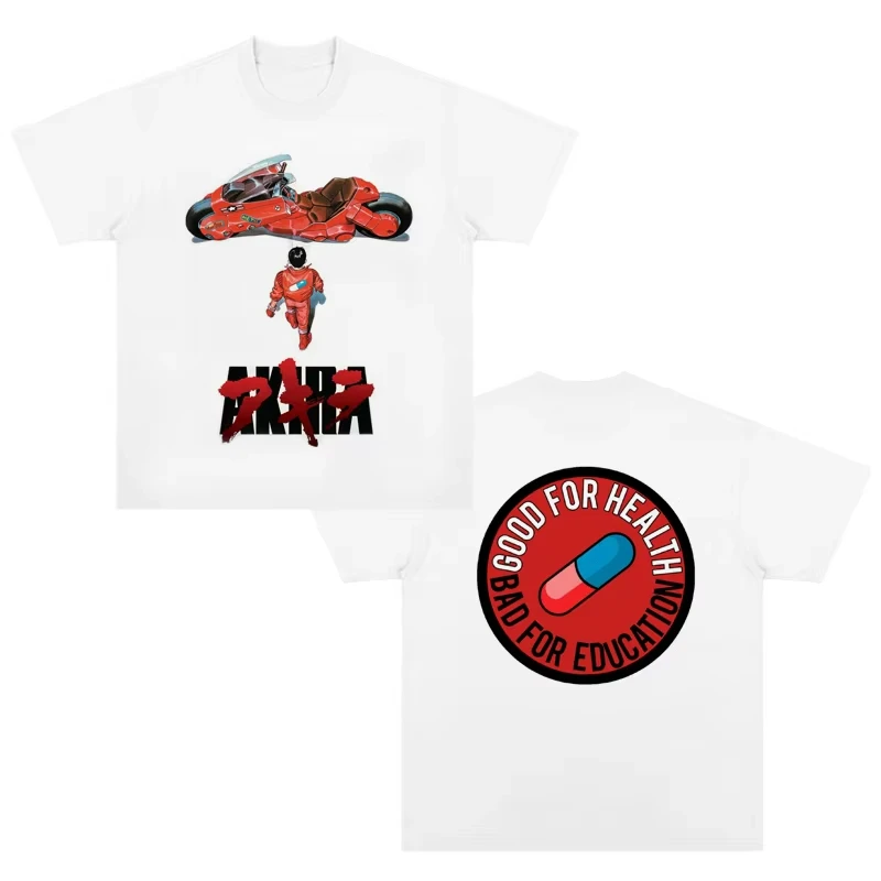

Summer AKIRA Akira Heavy Short-sleeved T-shirt Vintage American Anime Print Street Cotton Men and Women Motorcycle Tops