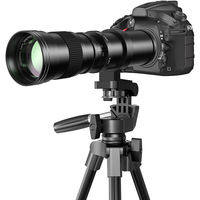 420-800mm F8.3 Manual Telephoto Zoom Lens + T-Mount Adapter for Canon Nikon Z Sony E Fujifilm X Pentax M43 Camera, Black