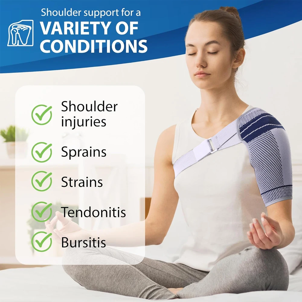Rotator Cuff Shoulder Brace - Adjustable Compression Sleeve for Pain Relief,Support for Torn Rotator Cuff,Labrum Tear,Men &Women