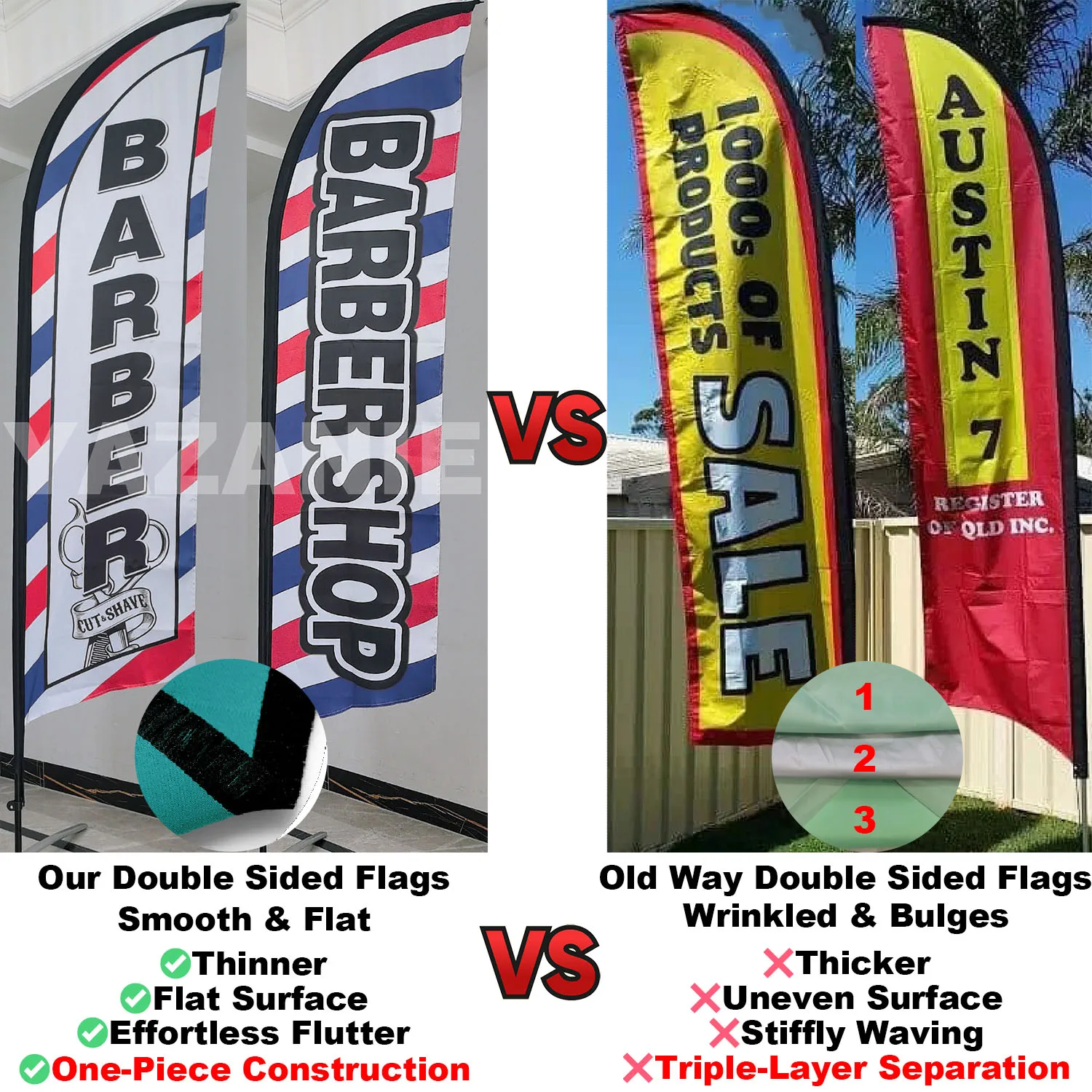 Barber Shop Windless Feather Banner Flag Single Double Sided Custom Swooper Beach Flag for Salon Haircut Advertising Outdoor