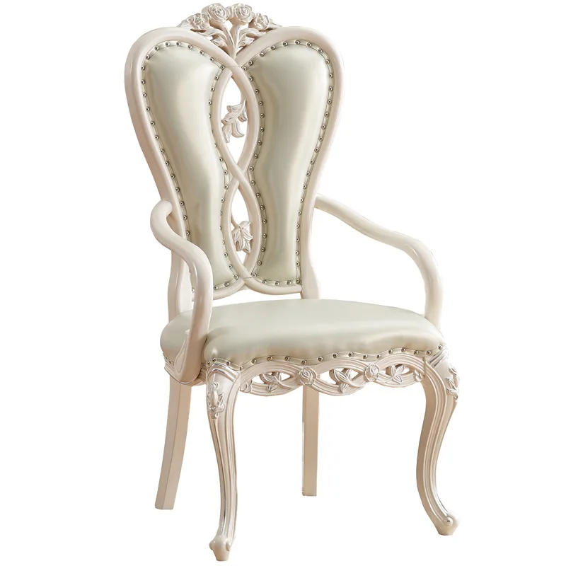 

European light luxury dining chair white soft bag dining table chair American home coffee chair casual armrest chair