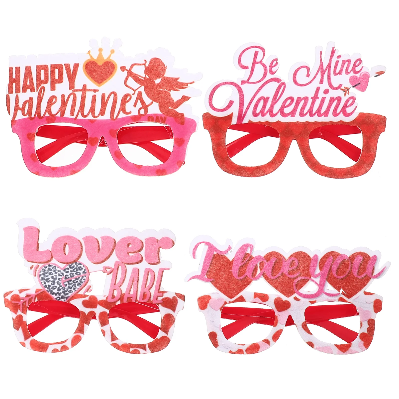 

4Pcs Party Glasses Frames Heart Eyewear Valentines Day Themed Photo Booth Props Valentines Day Glasses Heart Eyewear