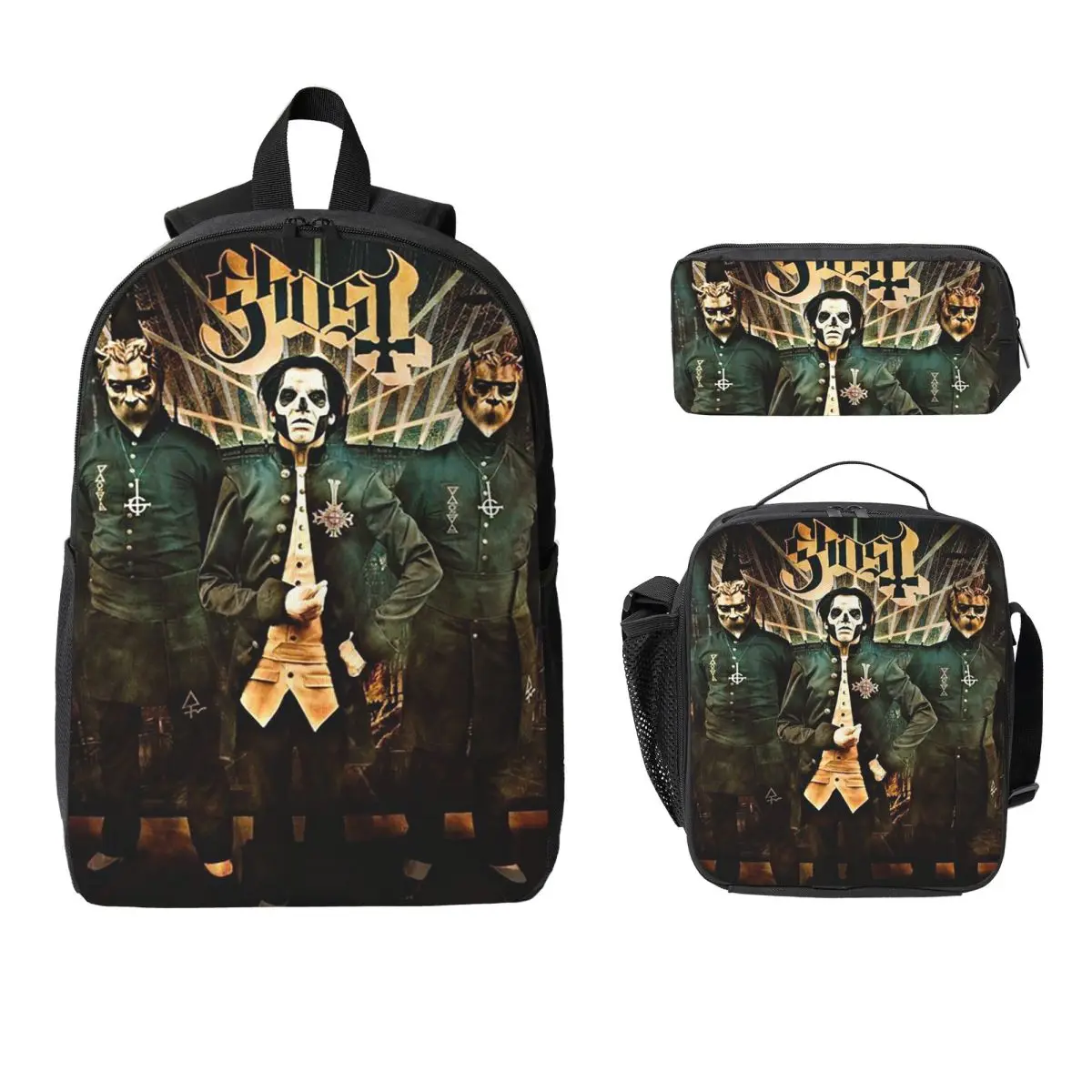 

Ghost B.C. Band Backpack Student Boys Girls BookBag School Bag Laptop Shoulder Bags 3ps Insulated Lunch Bag Pencil Case