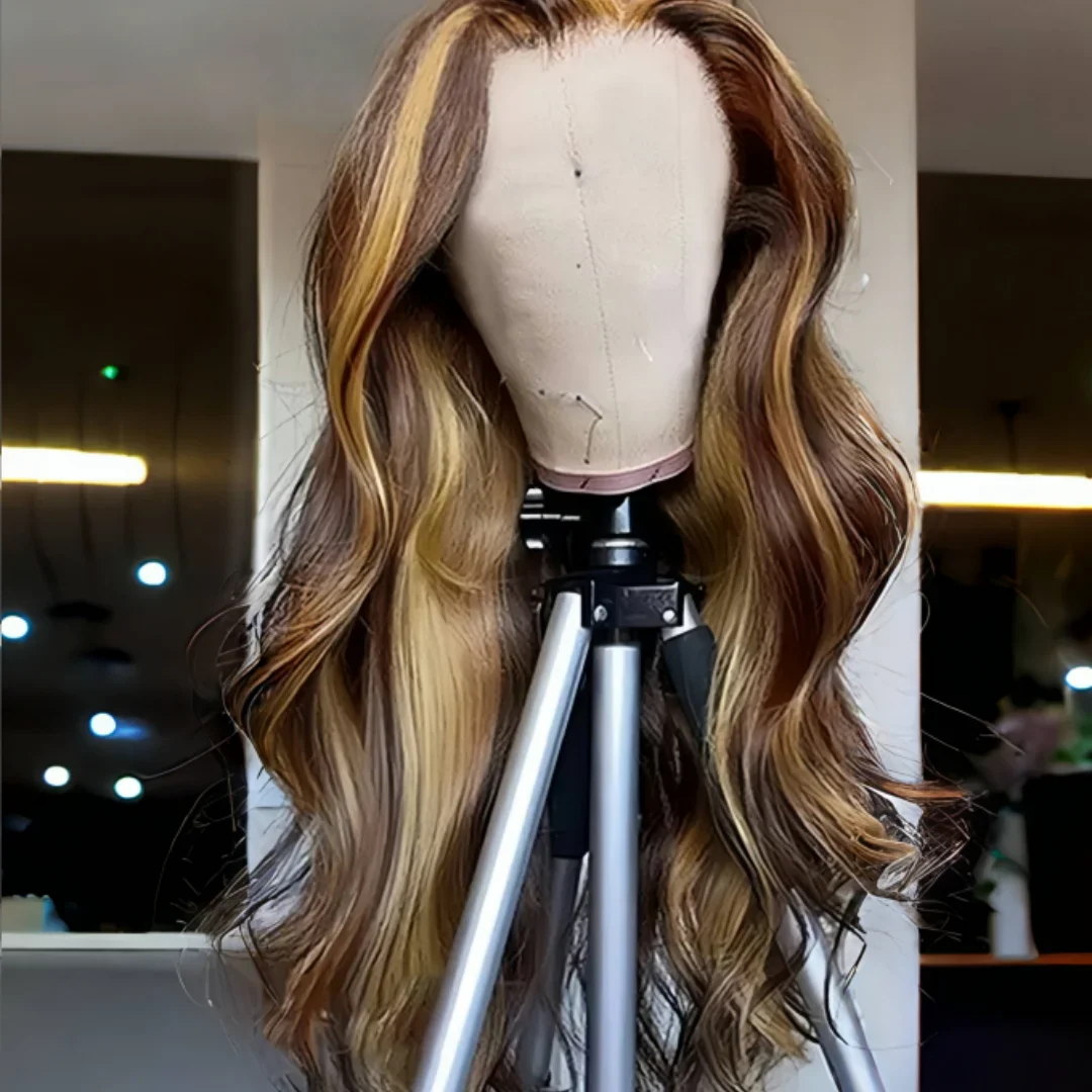 تسليط الضوء على أومبير شقراء الجسم موجة الباروكات الاصطناعية الدانتيل الباروكة الأمامية 13X4 HD غلويليس العسل شقراء عالية الجودة قبل قطعها تأثيري