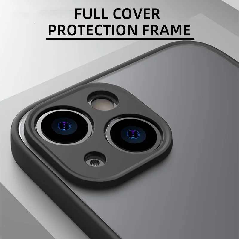 Shockproof Armor Matte Case For iPhone 14 13 12 11 Pro Max XR XS X 6 7 8 Plus SE Mini Silicone Bumper Clear Hard PC Cover Capa