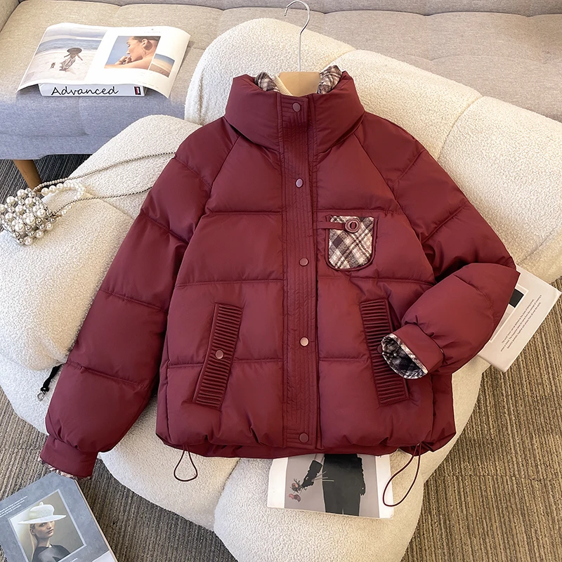 Abrigo de algodón acolchado ort para mujer, abrigo de algodón con cuello levantado, nuevo diseño de invierno, ropa de abrigo pequeña con sentido