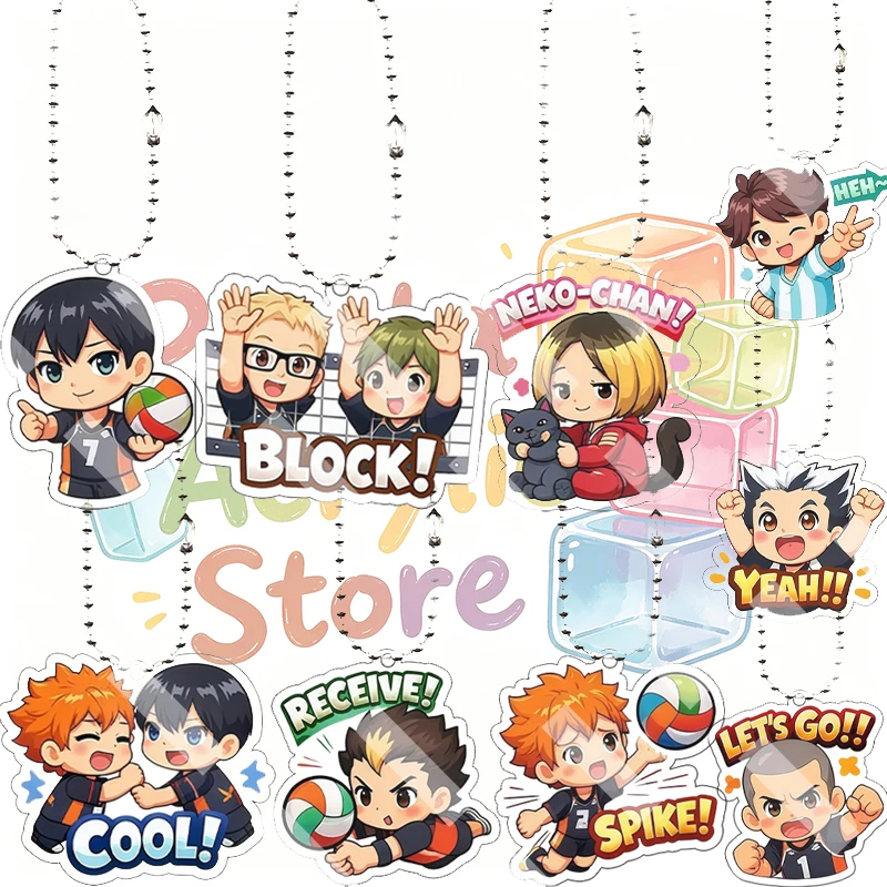 Cartoon Cute Shoyo Kageyama Acrylic Keychain Q Version Accessory Volleyball Anime Character Cheer Action Bag Pendant Charm Gifts