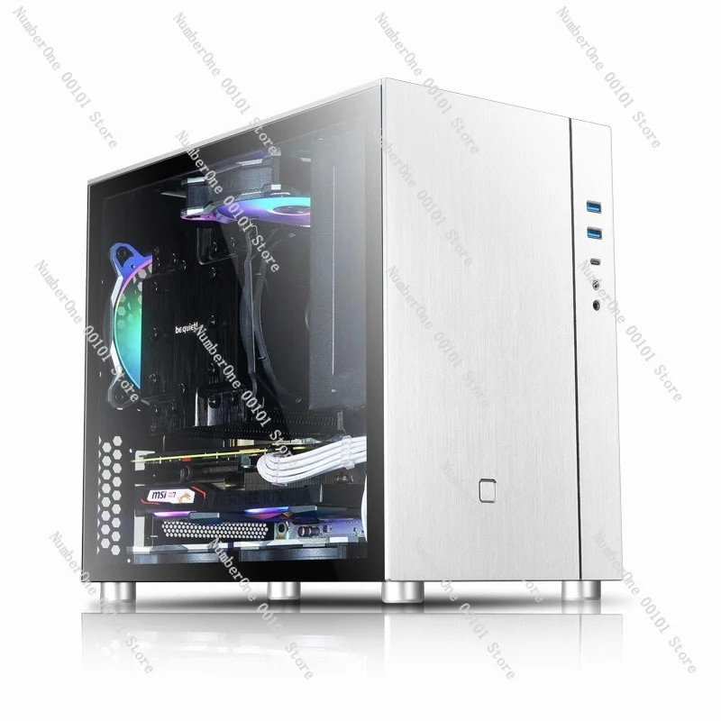Compact MATX Gaming Desktop Case Aluminum Steel Standard Micro ATX Computer Chassis Long Graphics Card Support DIY Build