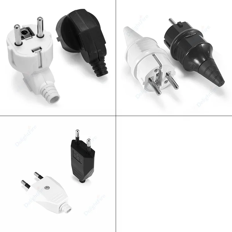 EU Electrical Plug Replacement Rewireable Schuko Outlet Russia Korea Euro European Electrical Extension Cord Wire Connector Plug