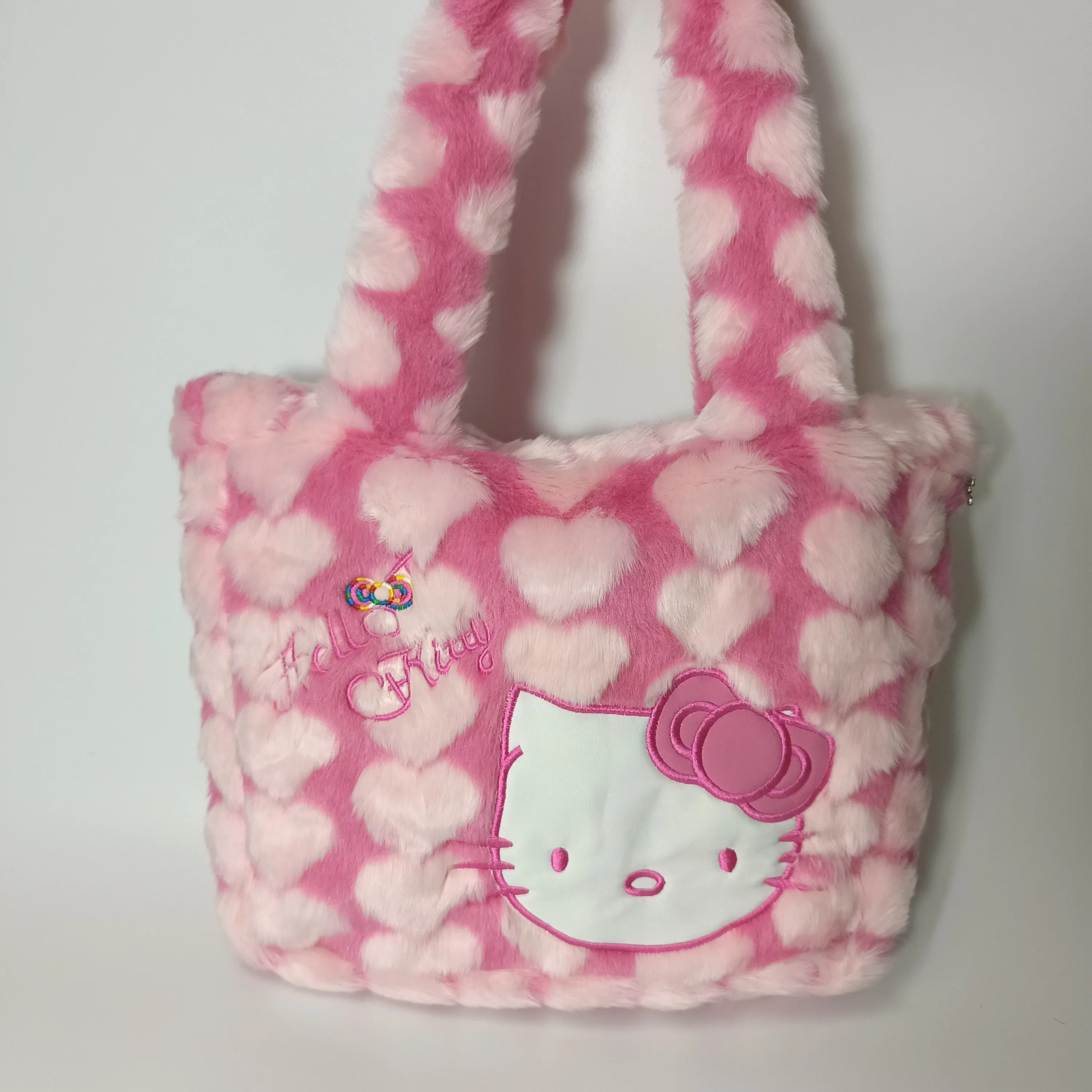 MINISO Sanrio Hello Kitty New Pattern Shoulder Bag Plush Handbag Kawaii Tote Bag Trendy Kawaii Tote Bag Trendy Storage Handbag