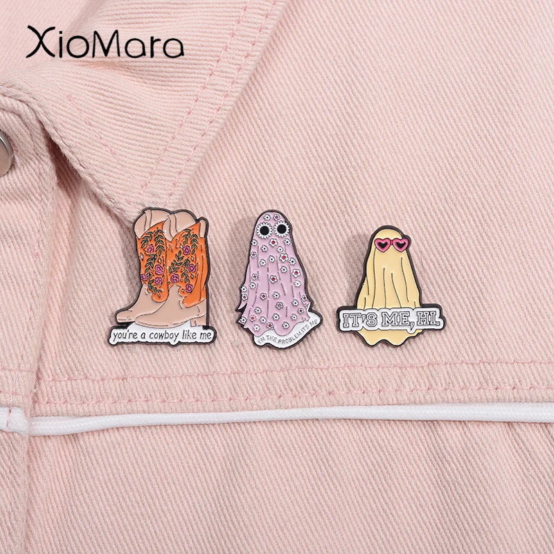 

You're a Cowboy Like Me Boot Enamel Pin Its Me Hi Im The Problem Music Album Brooches Lapel Badge Fans Jewelry Gifts For Friends