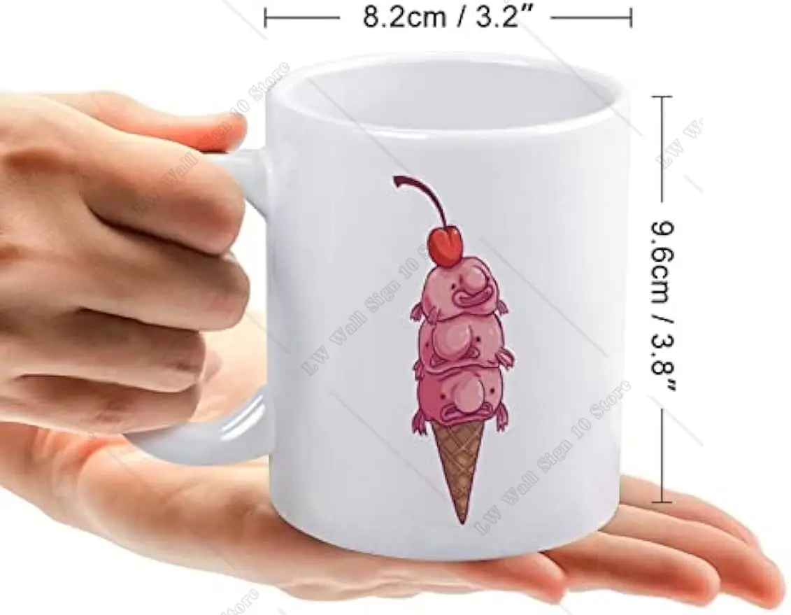 Customized Funny Cute Blobfish Cherry Ice Cream Mugs Ceramic Tea Cup Print Coffee Mug Drinking Cups with Handles Milk Tea Cup