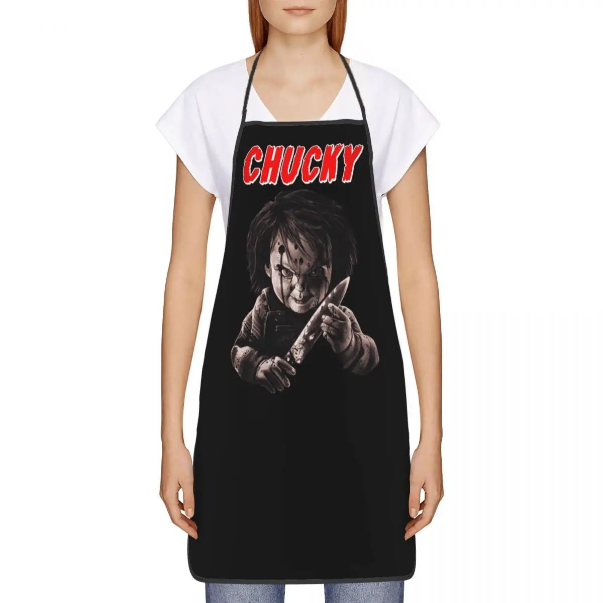 Funny Chucky Horror Movie Bib Aprons Men Women Unisex Kitchen Chef Child's Play Tablier Cuisine for Cooking Baking Gardening