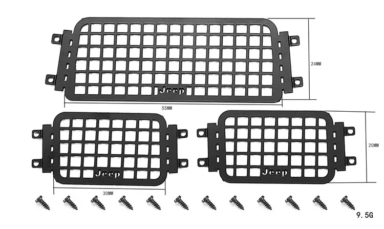 Axial Scx24 Wrangler ventana de coche de Metal malla ventana lateral + malla de ventana trasera para piezas de coche 1/24 Scx24 Rc